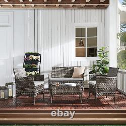 Rattan Garden Furniture Set 4 Pc Chairs Sofa Table Outdoor Patio Seater Set New