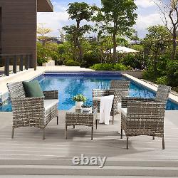 Rattan Garden Furniture Set 4 Pc Chairs Sofa Table Outdoor Patio Seater Set New