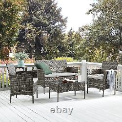 Rattan Garden Furniture Set 4 Pc Chairs Sofa Table Outdoor Patio Seater Set New