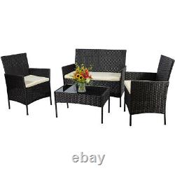 Rattan Garden Furniture Set 4 Pcs Chairs Sofa Table Outdoor Patio Seater Set New