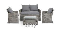 Rattan Garden Furniture Set 4 Pcs Table Chair Sofa Outdoor Patio Conservatory