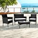 Rattan Garden Furniture Set 4 Piece Black Chairs Sofa Table Outdoor Patio