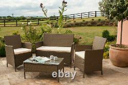 Rattan Garden Furniture Set 4 Piece Chairs Sofa Table Outdoor Patio Conservatory