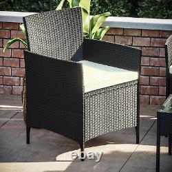 Rattan Garden Furniture Set 4 Piece Chairs Table Sofa Outdoor Patio Set Black