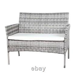 Rattan Garden Furniture Set 4 Piece Mixed Grey Chairs Sofa Table Outdoor Patio