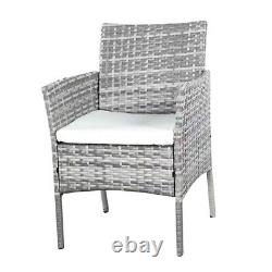 Rattan Garden Furniture Set 4 Piece Mixed Grey Chairs Sofa Table Outdoor Patio