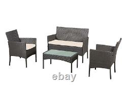 Rattan Garden Furniture Set 4 Piece Outdoor Patio Conservatory Chairs Sofa Table