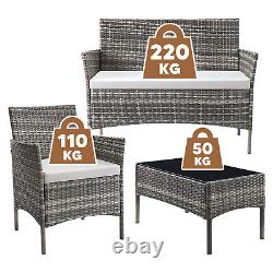 Rattan Garden Furniture Set 4 Piece Outdoor Sofa Table Chairs Grey Patio Set