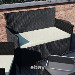 Rattan Garden Furniture Set 4 Piece Outdoor Sofa Table Chairs Patio Black