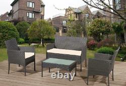 Rattan Garden Furniture Set 4 Piece Outdoor Sofa Table Chairs Patio Wicker