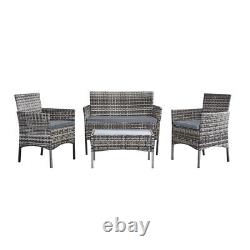 Rattan Garden Furniture Set 4 Piece Patio Table Chairs Sofa Outdoor Conservatory