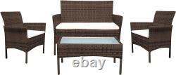 Rattan Garden Furniture Set 4 Piece Sofa Chair Table Outdoor Lounge Wicker Patio