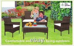 Rattan Garden Furniture Set 4 Piece Sofa Chair Table Outdoor Lounge Wicker Patio