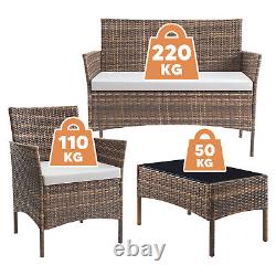 Rattan Garden Furniture Set 4 Piece Table Chairs Sofa Wicker Outdoor Patio Set