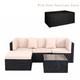 Rattan Garden Furniture Set 4 Seater L Shaped Combo Modular Sofa Patio With Cover