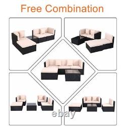 Rattan Garden Furniture Set 4 Seater L Shaped Combo Modular Sofa Patio with Cover