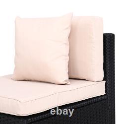 Rattan Garden Furniture Set 4 Seater L Shaped Combo Modular Sofa Patio with Cover