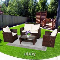 Rattan Garden Furniture Set 4 Seater Outdoor Conservatory Sofa Patio Armchairs