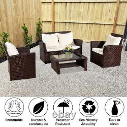 Rattan Garden Furniture Set 4 Seater Outdoor Conservatory Sofa Patio Armchairs