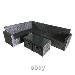 Rattan Garden Furniture Set 8 Seat Corner Sofa Coffee Table Stools Outdoor Patio