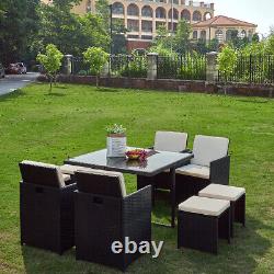 Rattan Garden Furniture Set 8 Seater Dining Table and Chairs Stool Outdoor Patio