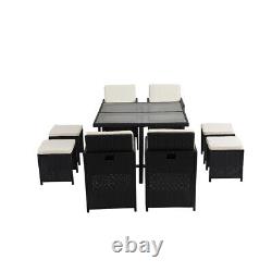 Rattan Garden Furniture Set 8 Seater Dining Table and Chairs Stool Outdoor Patio