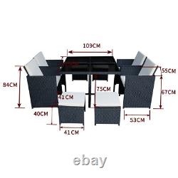 Rattan Garden Furniture Set 8 Seater Dining Table and Chairs Stool Outdoor Patio