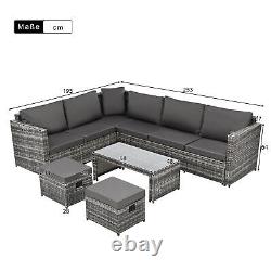 Rattan Garden Furniture Set 8 Seater Outdoor Patio Corner Sofa Table Lounge Set