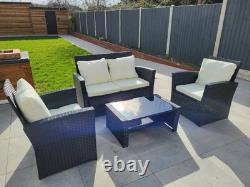 Rattan Garden Furniture Set BROWN Outdoor Table Chair Sofa Patio