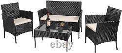 Rattan Garden Furniture Set, Bigzzia 4 Piece Patio Rattan furniture Sofa Sets