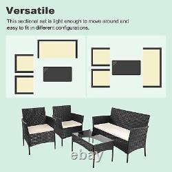 Rattan Garden Furniture Set, Bigzzia 4 Piece Patio Rattan furniture Sofa Sets