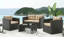 Rattan Garden Furniture Set Brown Outdoor Table Chair Sofa Conservatory Patio