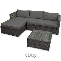 Rattan Garden Furniture Set Corner Sofa 4 Seater Outdoor Patio Glass Table Seat