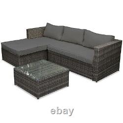 Rattan Garden Furniture Set Corner Sofa 4 Seater Outdoor Patio Glass Table Seat