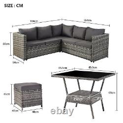 Rattan Garden Furniture Set Corner Sofa Lounge 7 Seater Patio Dining Set Cushion