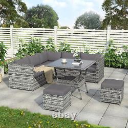 Rattan Garden Furniture Set Corner Sofa Lounge 7 Seater Patio Dining Set Cushion