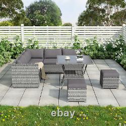 Rattan Garden Furniture Set Corner Sofa Lounge 7 Seater Patio Dining Set Cushion