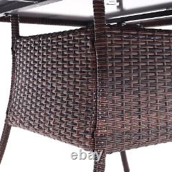 Rattan Garden Furniture Set Glass Top Dining Coffee Table Outdoor Patio Chairs