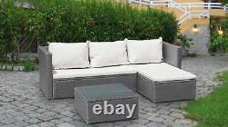 Rattan Garden Furniture Set L-Shape Outdoor Patio Corner Lounge Set Sofa Table