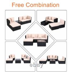 Rattan Garden Furniture Set L Shaped 4-Seater Combo Modular Sofa Patio with Cover