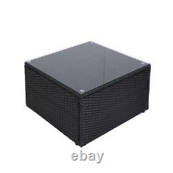 Rattan Garden Furniture Set L Shaped 4-Seater Combo Modular Sofa Patio with Cover