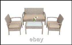 Rattan Garden Furniture Set Outdoor Patio Coffee Table Sofa Chairs Set 7 Pcs UK