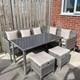 Rattan Garden Furniture Set Outdoor Patio Dining Table Sofa Stools Cushions