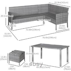 Rattan Garden Furniture Set Outdoor Patio Dining Table Sofa Stools Cushions