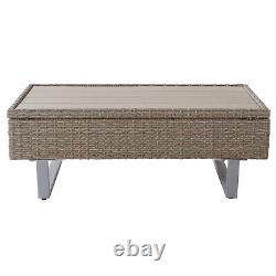 Rattan Garden Furniture Set Patio 6 Seater Corner Sofa with Table Cushions Khaki