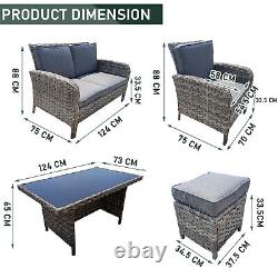 Rattan Garden Furniture Set Patio 6 Seater Sofa Chair Dining Table Sets w Stools