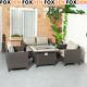 Rattan Garden Furniture Set Patio Sofa Outdoor Gas Fire Pit Table Cushions Brown