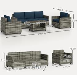 Rattan Garden Furniture Set Wicker Patio 5 Seater Sofa Chair Lounge Coffee Table