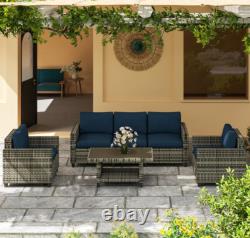 Rattan Garden Furniture Set Wicker Patio 5 Seater Sofa Chair Lounge Coffee Table