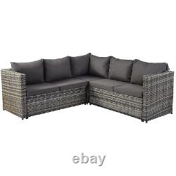 Rattan Garden Furniture Set with Dining Table 7 Pieces Patio Corner Sofa Set